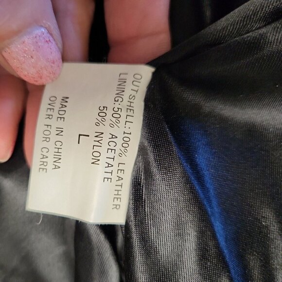 Vintage Virginia Slims V Wear Black Real Leather Moto Biker Jacket Size Large - Picture 6 of 9